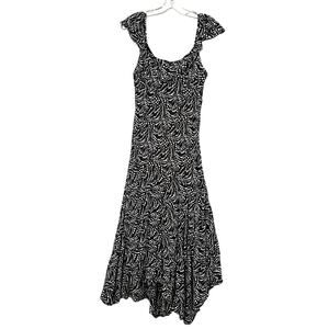 Y2K Evan Midi Dress Womens 12 Brown Flutter Collar Asymetrical Hem Fairy NWT